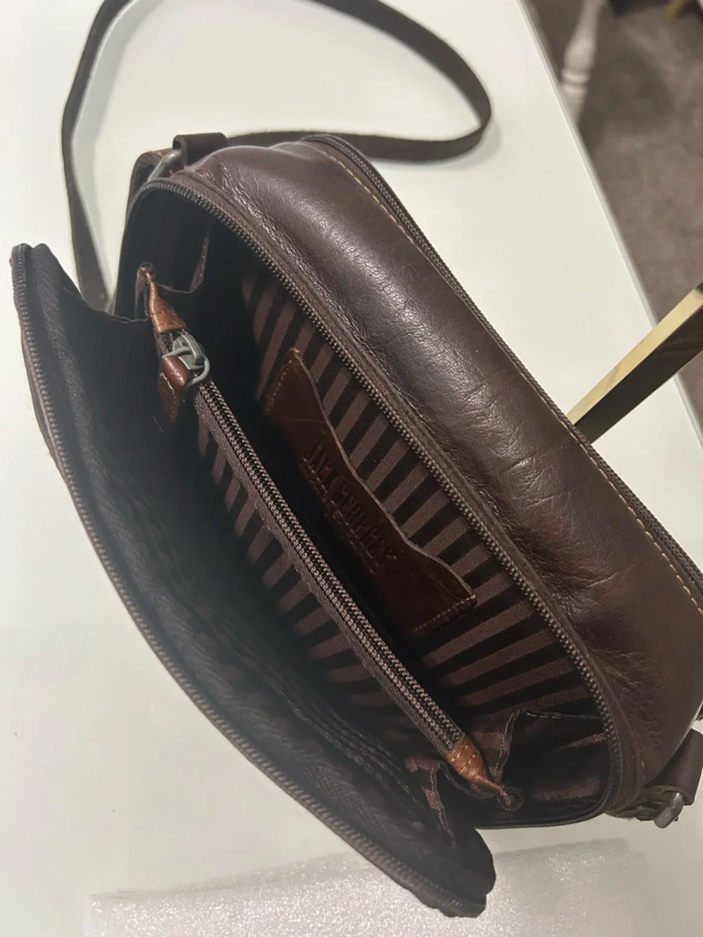 Jack Georges Dark Brown Leather Crossbody Bag - Picture 6 of 10